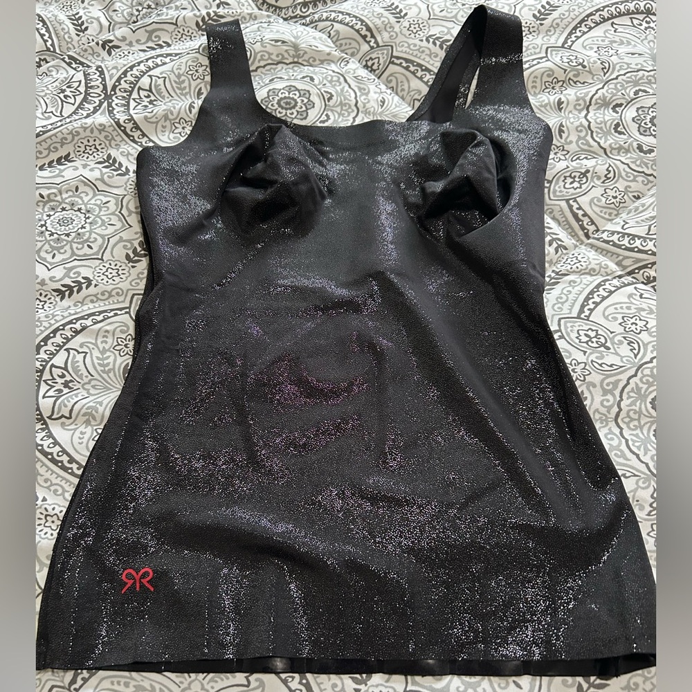 RUBY RIBBON SLEEK SHAPE TANK MIDNIGHT GLITZ BLACK SZ 36